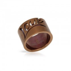 Alianza ancha de acero inoxidable de diseño exclusivo para mujer con esmaltado color marrón