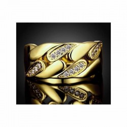 Anillo de acero chapado en oro de 18k  con circonitas blancas