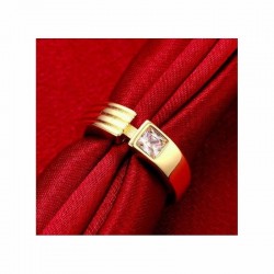 Anillo de compromiso chapado en oro 18 k con piedra cristal blanca