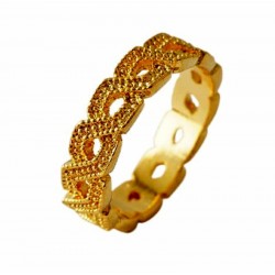 Alianza de aniversario en acero chapada en oro 18 k diseño griego