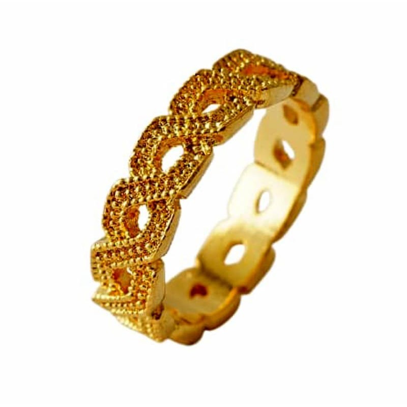 Alianza de aniversario en acero chapada en oro 18 k diseño griego