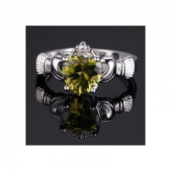 Anillo de mujer con piedra simil zafiro verde diseño irlandés