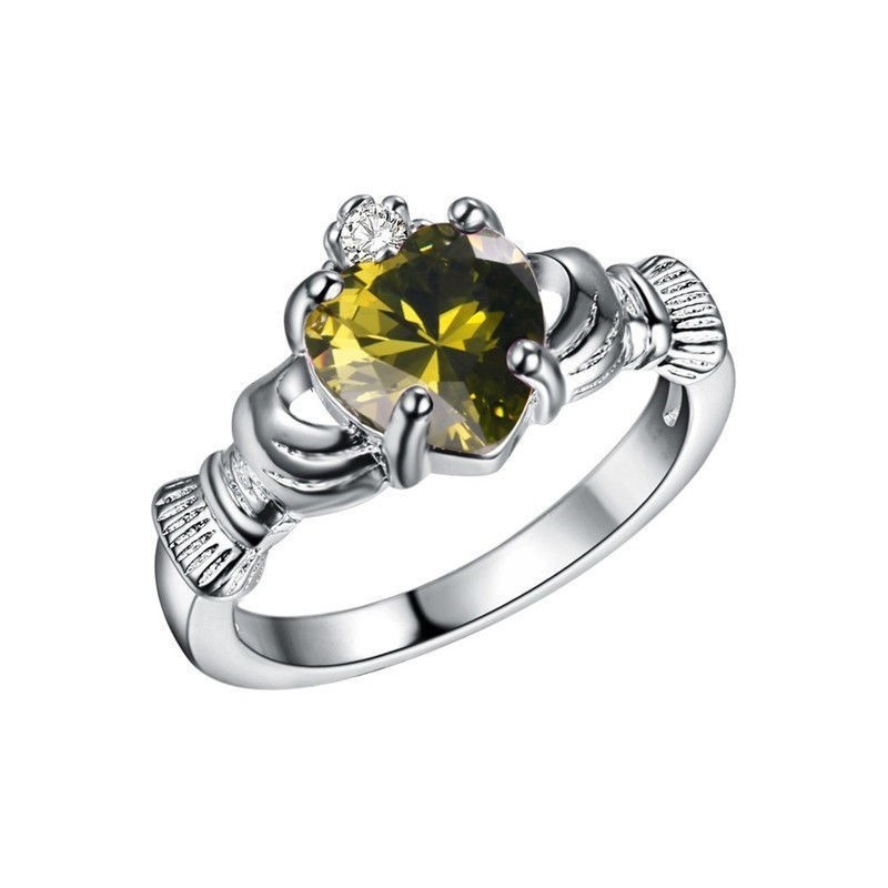 Anillo de mujer con piedra simil zafiro verde diseño irlandés