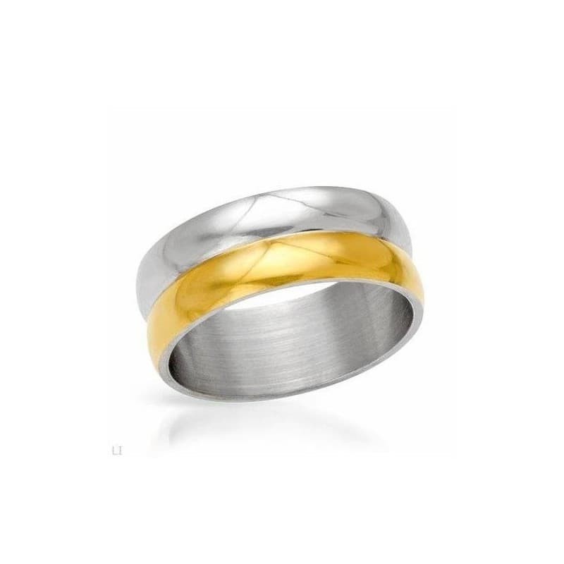 Anillo de mujer en acero inoxidable de color oro y plata