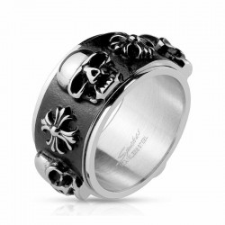 Anillos para hombre fabricado en acero inoxidable con diseño de calaveras giratorias fabricado en EEUU