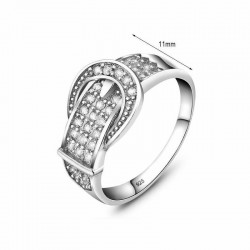 Alianza diseño hebilla de plata de ley 925 con circonias cúbicas de color blanco