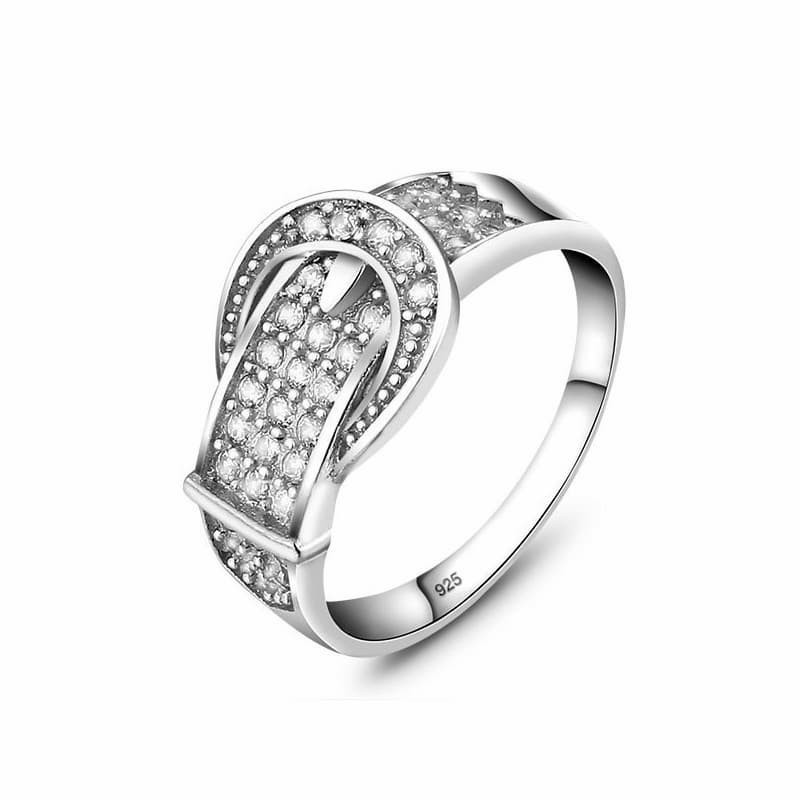 Alianza diseño hebilla de plata de ley 925 con circonias cúbicas de color blanco