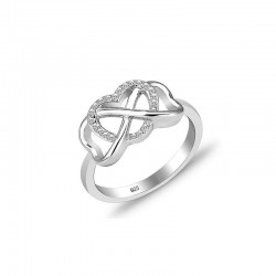 Alianza de plata de ley 925 de promesa diseño corazón entrelazado con símbolo infinito