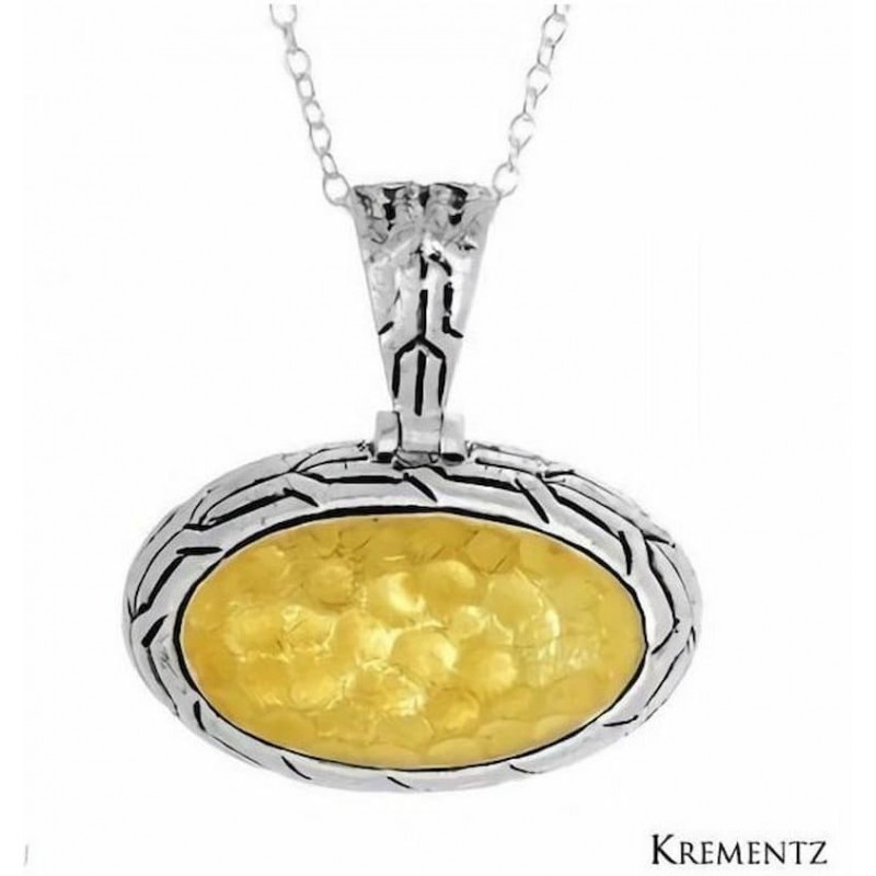 Collar con colgante de plata de ley 925 chapado en oro 18k con diseño exclusivo inspirado en diseñador americano.