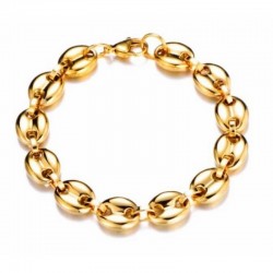 Brazalete para hombre con diseño de eslabón calabrote grande y chapado en oro de 18k.