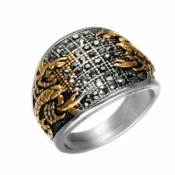 Anillo de acero inoxidable para hombre con diseño punk de escorpión tallado en relieve.