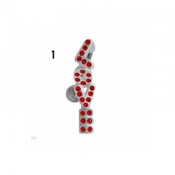Piercing para el ombligo fabricado en plata de ley 925 con dos circonitas blancas brillantes.