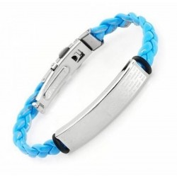 Pulsera de Piel Azul y...