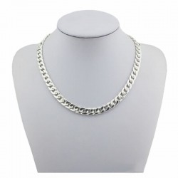 Collar de cadena larga chapado en plata fina de 90 cm de longitud y 7 mm de grosor.