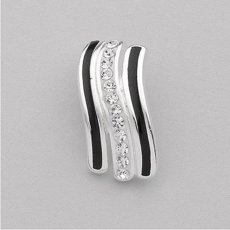 Elegante colgante para mujer en plata de ley 925 con diseño de líneas verticales y piedras de cristal AAA.