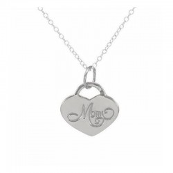 Collar de mujer en plata de ley 925 con colgante de letras "MOM", ideal para regalo del Día de la Madre.