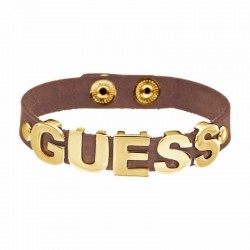 Pulsera original de la marca Guess fabricada con piel auténtica negra y detalles en acero inoxidable rodiado de alta calidad.