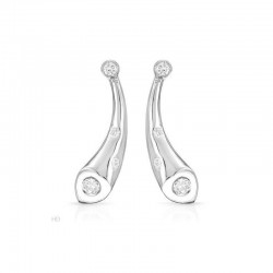Pendientes largos de mujer en plata de ley 925 con ocho circonitas blancas engastadas en cascada.