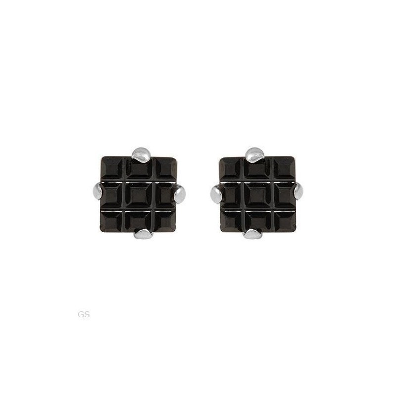 Pendientes de botón con forma cuadrada para hombre, fabricados en plata de primera ley 925 con acabado pulido.