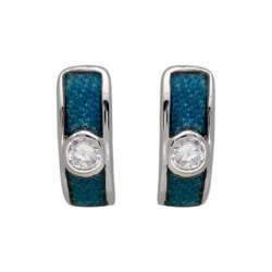 Pendientes de mujer de plata de primera ley 925 con detalles artísticos en esmalte azul vibrante.