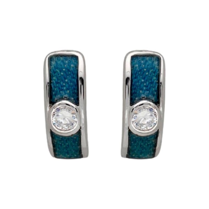 Pendientes de mujer de plata de primera ley 925 con detalles artísticos en esmalte azul vibrante.