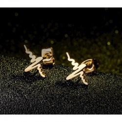 Pendientes de acero inoxidable con el diseño de la línea de un electrocardiograma (latido del corazón), acabado brillante.