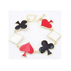 Pulsera para mujer con dije de trébol de cuatro hojas acabado en esmalte de color y cadena fina.