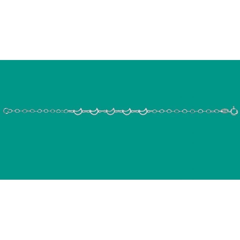 Pulsera femenina de plata de ley 925 con varios colgantes de media luna de acabado brillante.
