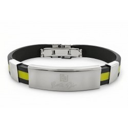 Pulsera masculina con base de goma flexible y eslabones centrales de acero inoxidable con acabado cepillado