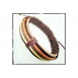 Pulsera de cuero genuino de estilo africano con detalles trenzados y cierre de seguridad.