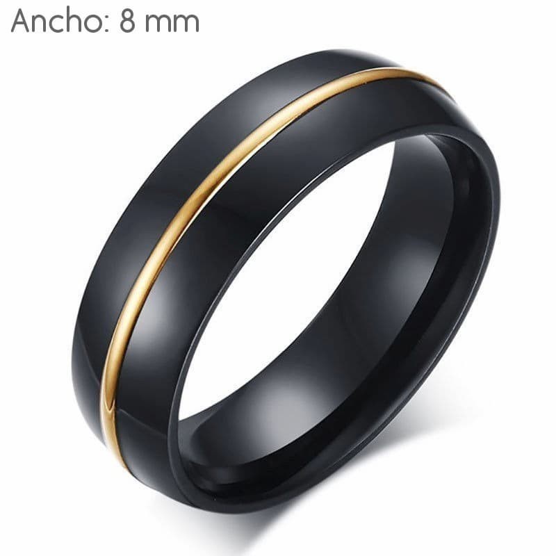 Anillo de boda de acero inoxidable chapado en plata con incrustaciones de brillantes símil topacio en la banda.
