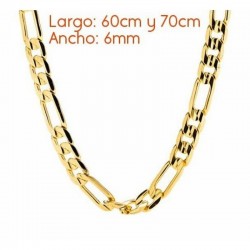 Collar de cadena para hombre tipo Figaro con eslabones de 6mm de ancho en acabado pulido.