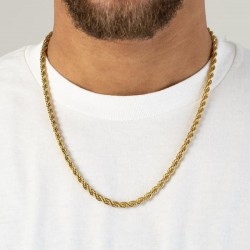 Cadena para hombre con diseño de cordón salomónico de 6mm de grosor, fabricación europea de alta calidad.