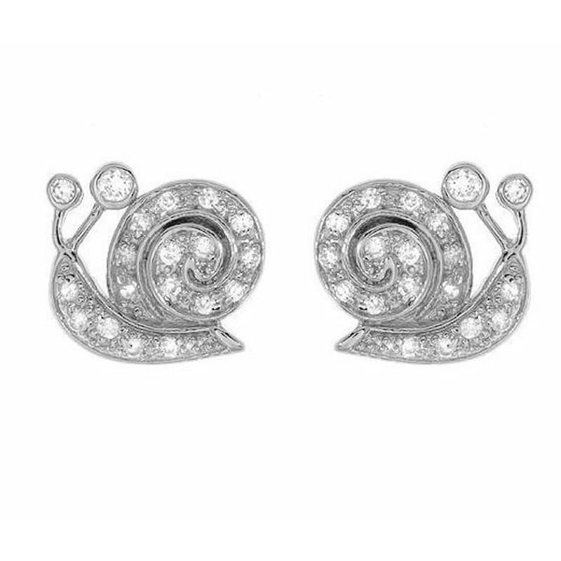 Pendientes para mujer con forma de caracol detallado fabricados en plata de ley 925 pulida.