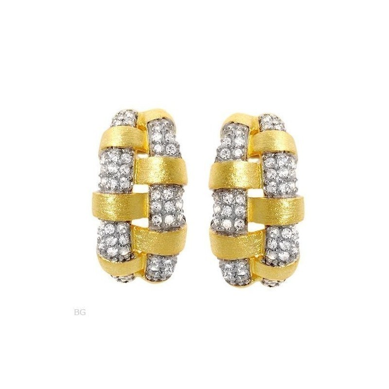Pendientes para mujer de plata de ley 925 con acabado en oro de 18 quilates y diseño de tres bolitas en disposición vertical.