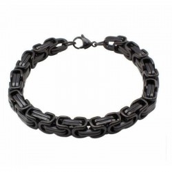 Pulsera para hombre con tejido bizantino de 8 mm de grosor fabricada en acero inoxidable con acabado en color negro mate.