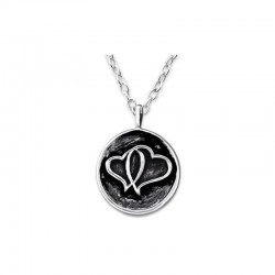 Collar de plata de ley 925 con colgante de dos corazones enlazados, ideal para regalo romántico.