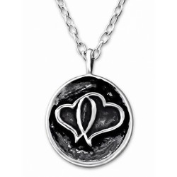 Collar con colgante de plata de ley de dos corazones