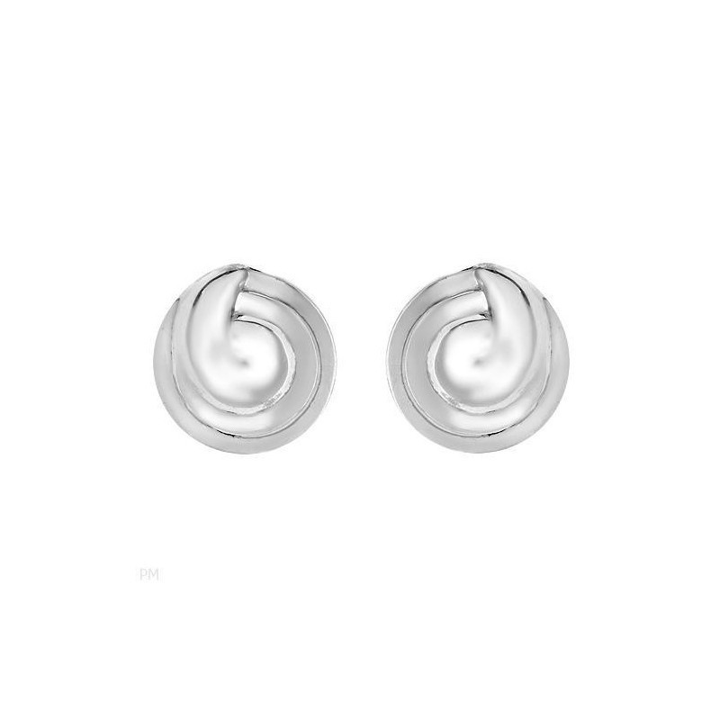 Pendientes de mujer con diseño circular plano fabricados en plata de ley 925 con acabado pulido brillante.