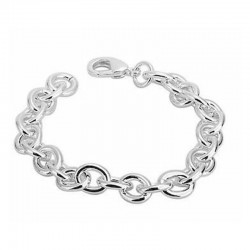 Pulsera de cadena chapada en plata con acabado pulido brillante, diseño minimalista y elegante para mujer.