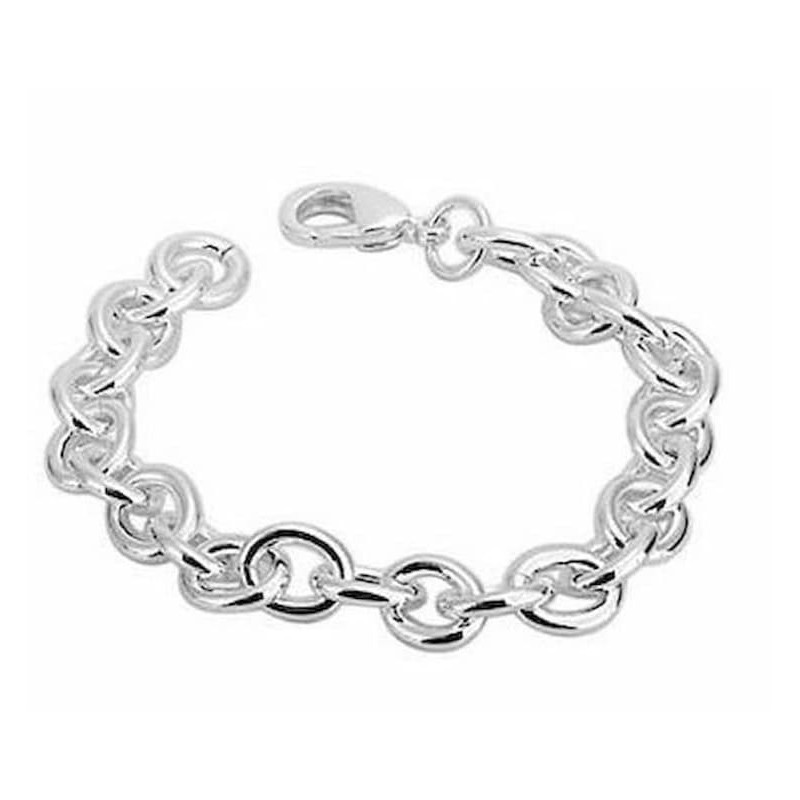 Pulsera de cadena chapada en plata con acabado pulido brillante, diseño minimalista y elegante para mujer.