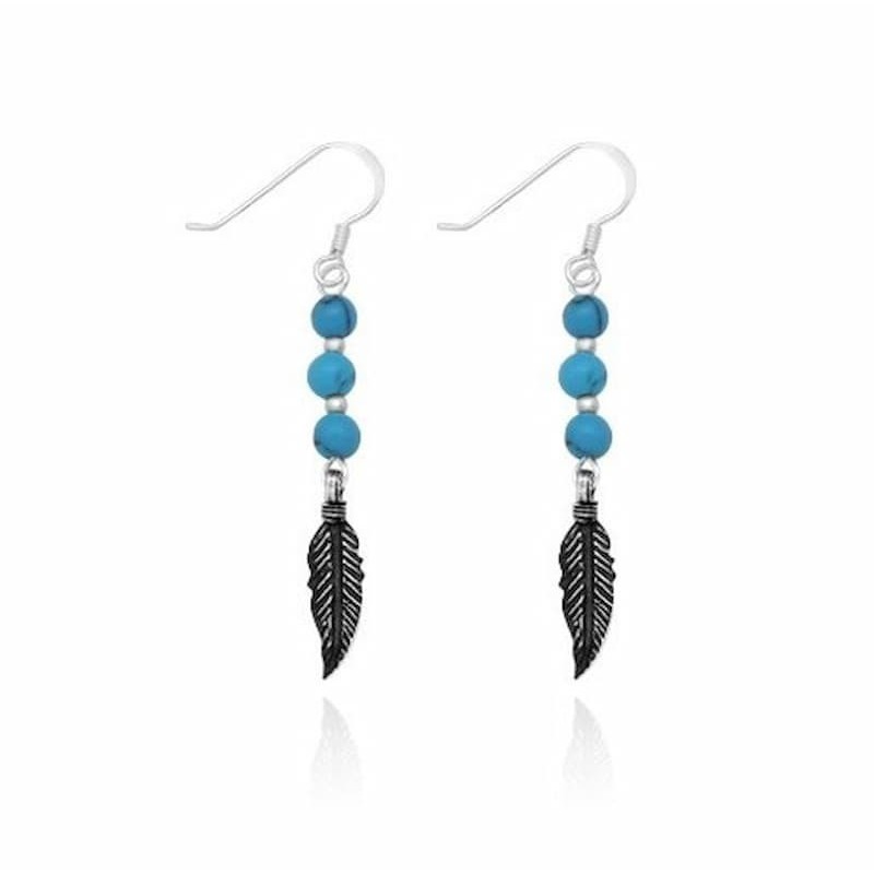 Pendientes de plata de ley 925 con piedras de turquesa naturales, diseño divertido y elegante para mujer.