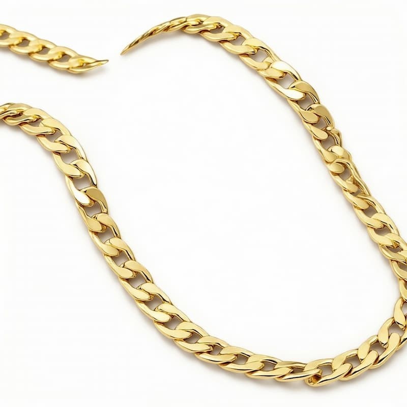 Collar cadena hombre 12mm acabado bicolor oro y paladio 60cm