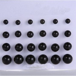 Pack de 12 pendientes redondos negros de resina de diferentes tamaños