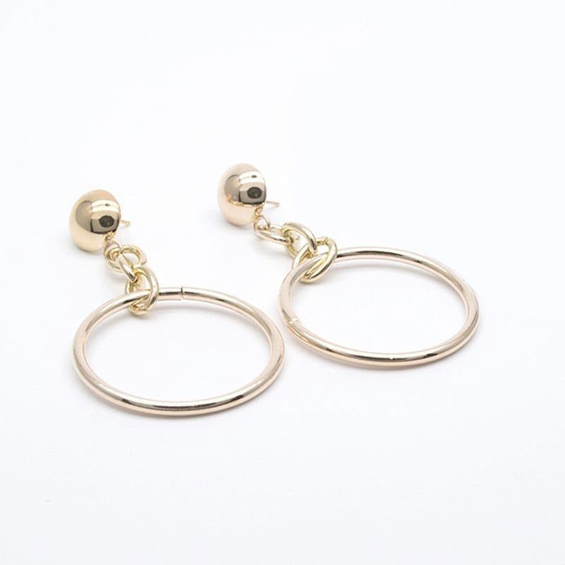 Pendientes colgantes dorados para mujer de acero bañado en oro 9k
