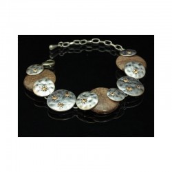 Pulsera de diseño exclusivo con lucite y cristal austríaco en acero bañado plata