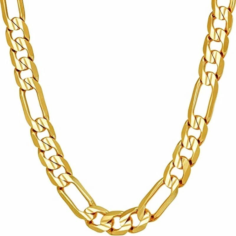 Cadena collar hombre gruesa diseño italiano 10mm chapado oro 18k 60cm