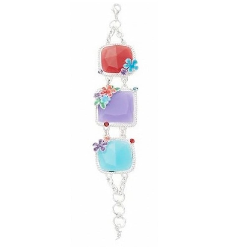 Pulsera de diseño llamativo bañada en plata con grandes piedras de cristal