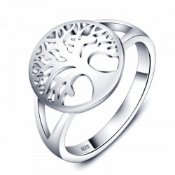 Alianza fabricada en auténtica plata de ley 925 con diseño árbol de la vida talla 17