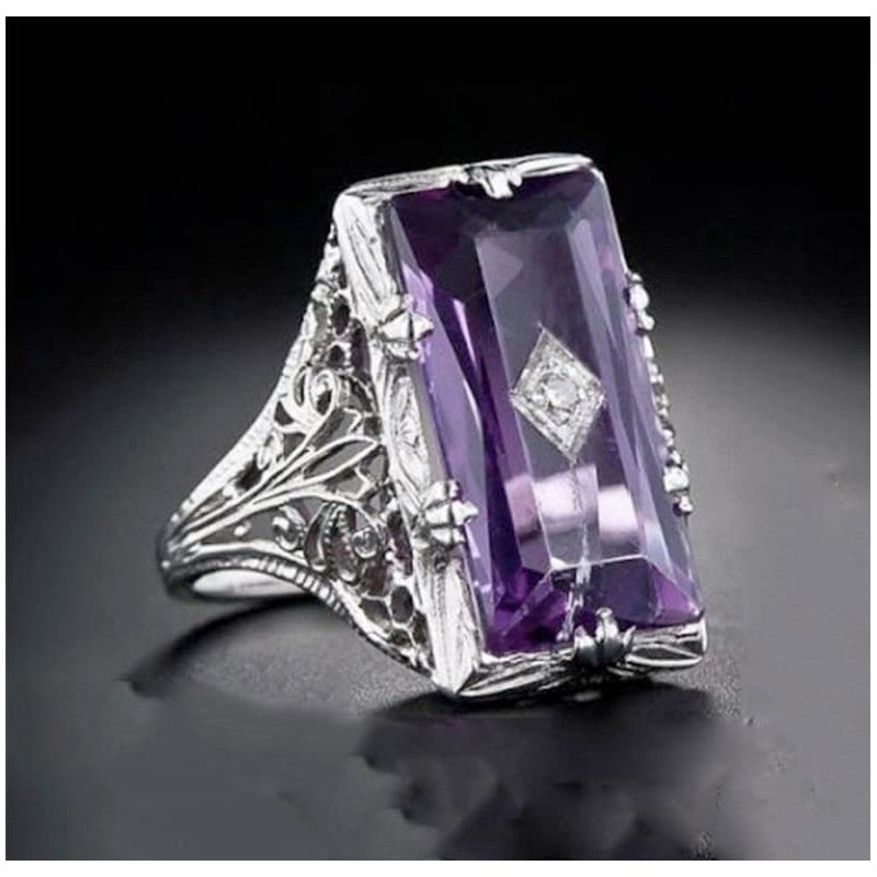 Anillo de mujer con piedra amatista en talla 17